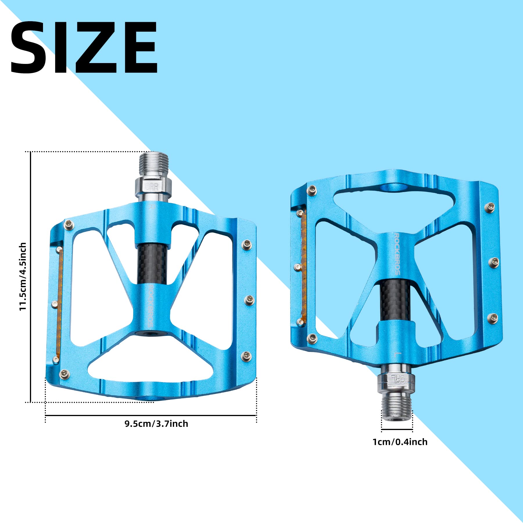 ROCKBROS Mountain Bike Pedals MTB Pedals CNC Non-Slip Lightweight Aluminum Alloy Bicycle Pedals Sealed Bearings Bicycle Platform Pedals 9/16" BMX Road Bike Pedal