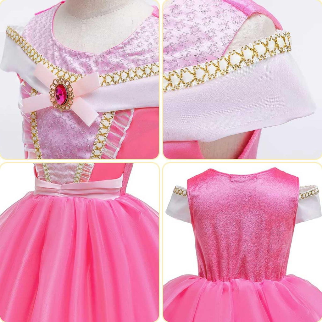Girls Princess Costume Pink Dress Up Outfit for Halloween Cosplay Carnival Party