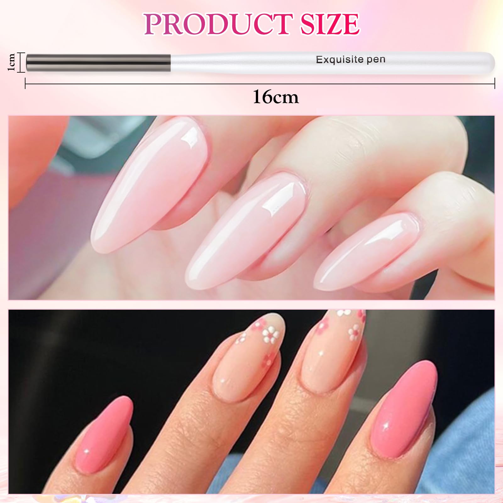 Nail Art Clean Up Brushes,Nail Brushes for Cleaning Polish Mistakes on the Cuticles, Acetone Resistant Nail Brush, Fingernail Cleaning Brushes for Nail Art and Designs (2 Pcs Round&Angled)