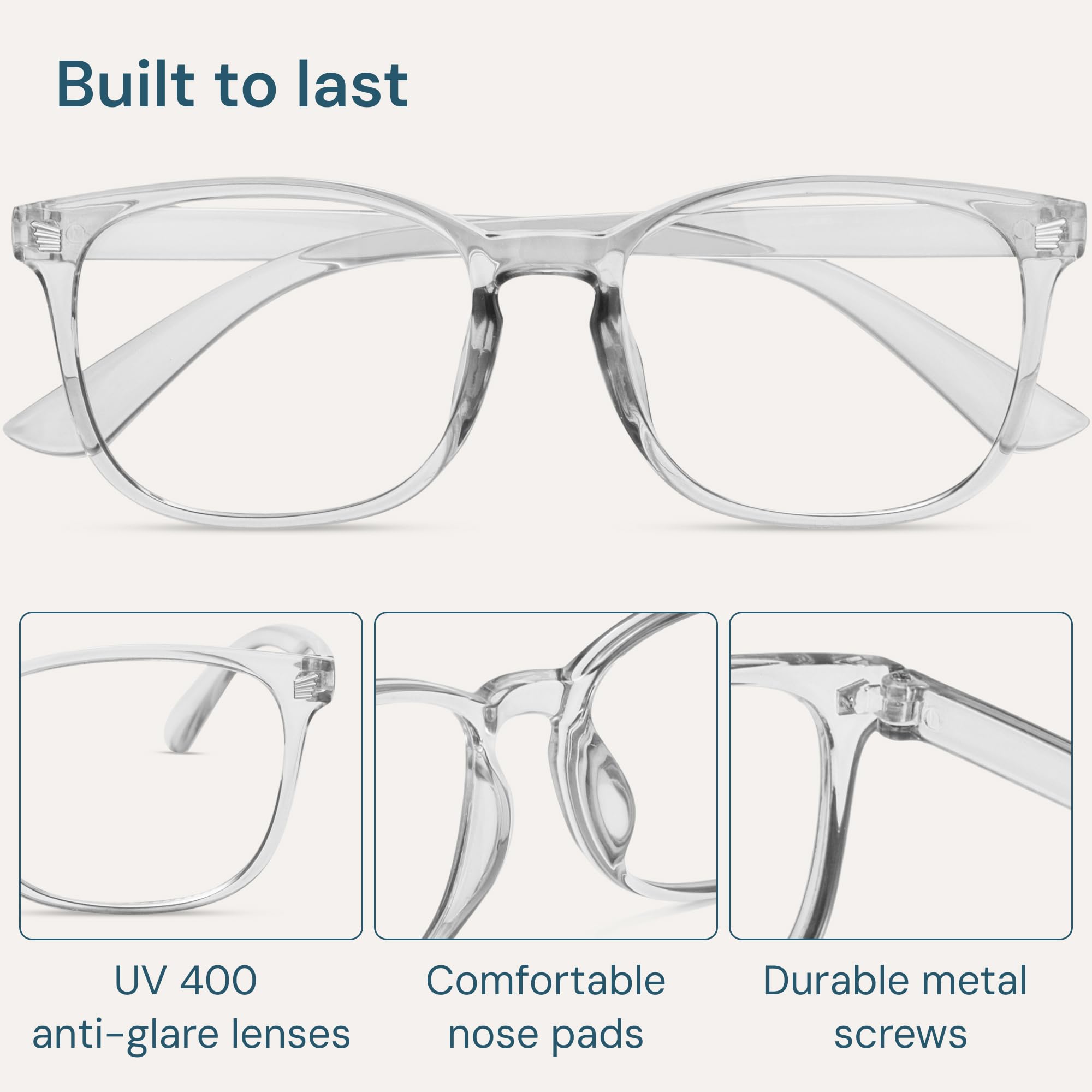 Gaoye Transparent, Clear Blue Light Glasses for Computer & Gaming - Anti UV Ray Lenses, Scratch-Resistant & Comfort Fit
