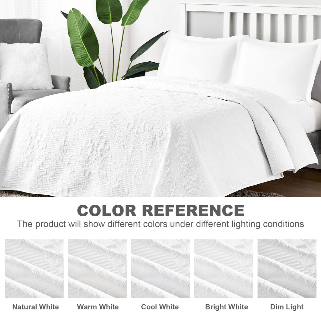 Hansleep Black Quilt Twin Size - Damask Ultrasonic All Season Bedspread Twin, Soft Lightweight Coverlet Bedding Set, 2 Pieces (1 Quilt, 1 Pillow Sham)