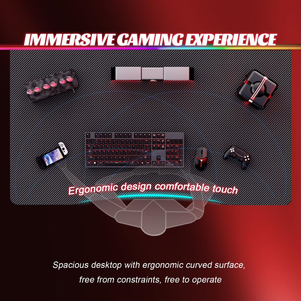 HLDIRECT 40 Inch Gaming Desk, Small Computer Gaming Desk Table with Cable Management, Ergonomic A Shape Modern Carbon Fiber Gamer Table Pc Workstation Home Office Desks for Small Space, Black