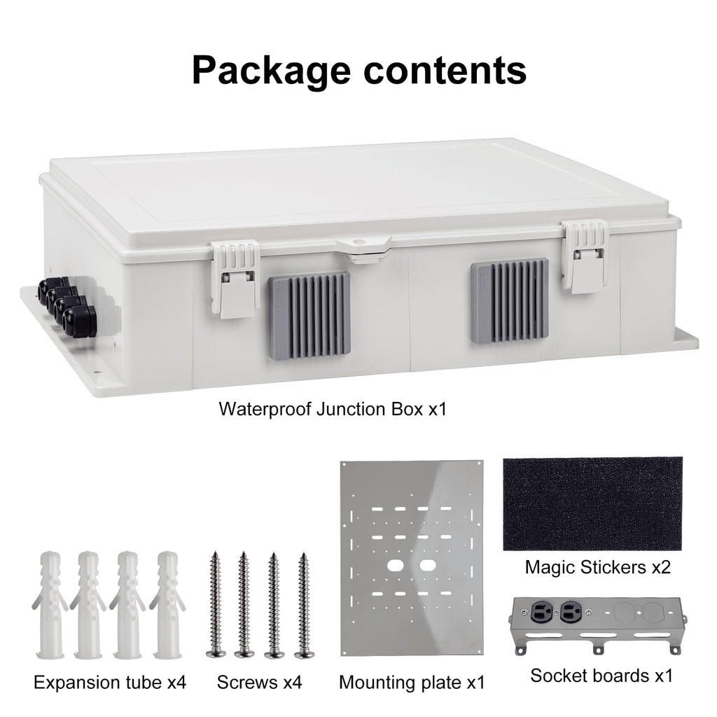 Namunanee Outdoor Electrical Junction Box, ABS Water Resistant Enclosure with Internal Mounting Panel & Hinged Cover, 9.2" H* 7" L* 4.6" W