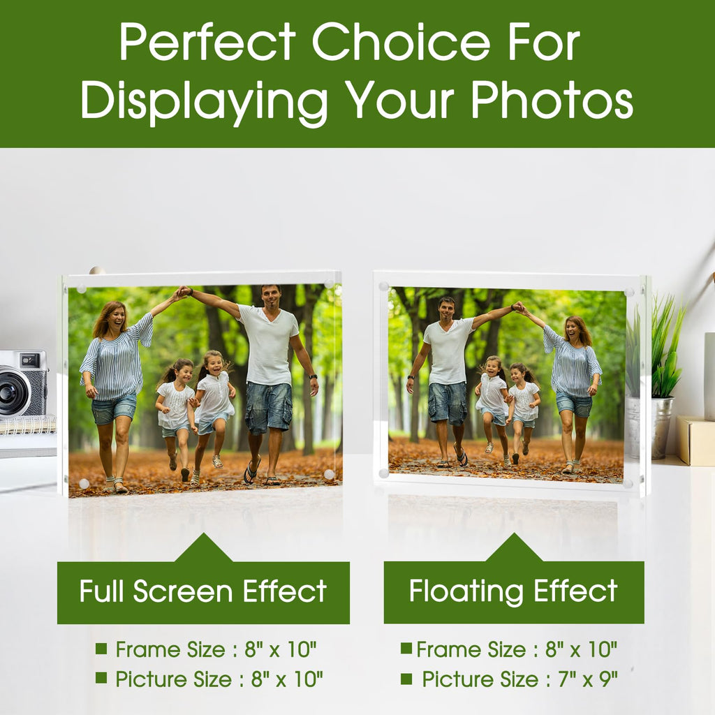 SYNTRIFIC 10 PACK Magnetic Picture Frame,8X10 Acrylic Frame Double Sided Picture Frame,20mm Thickness Magnetic Premium Acrylic Picture Frames Gifts Ideal