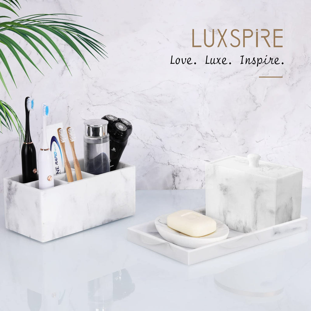 Luxspire Bathroom Vanity Tray, Resin Dresser Jewelry Ring Dish Tank Storage Kitchen Sink Countertop Organizer Plate Holder for Perfume Candles Soap Towel Plant Bathroom Accessories, M, Matte Black