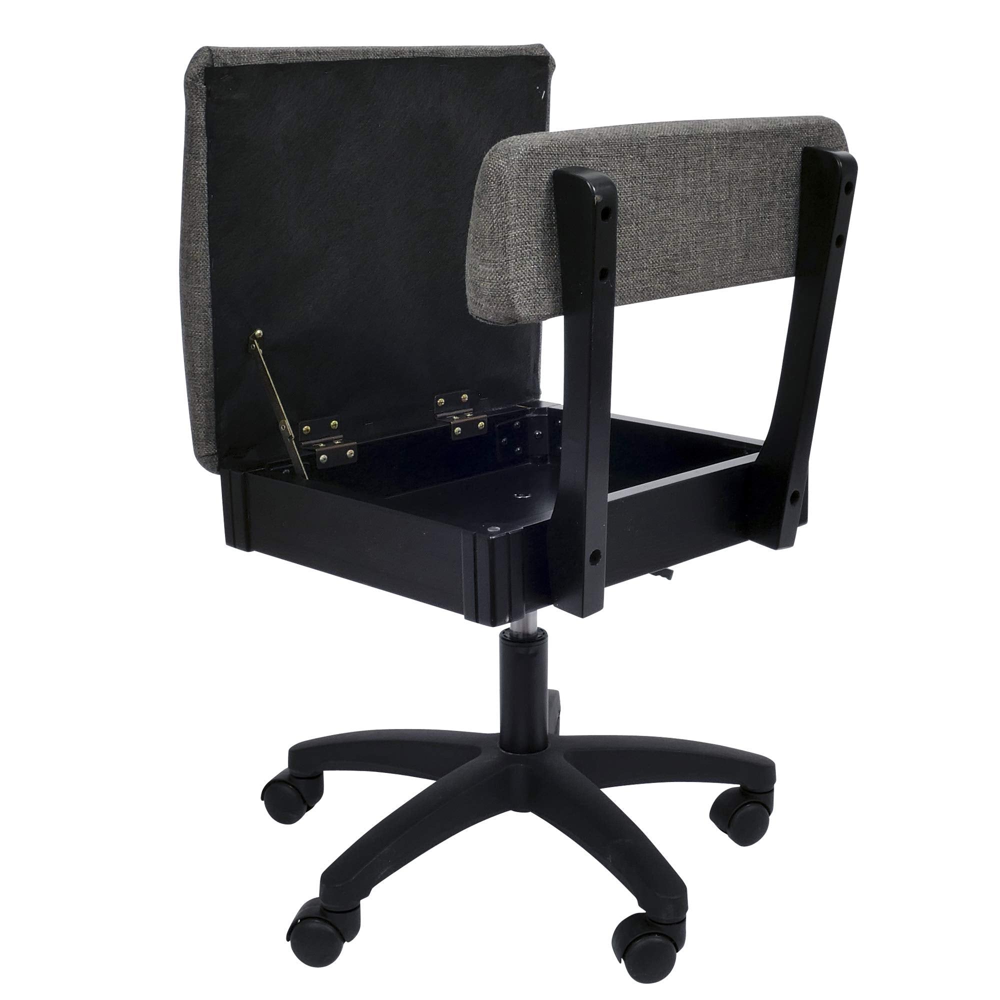 Arrow Sewing H8123 Adjustable Height Hydraulic Sewing and Craft Chair with Under Seat Storage and Solid Fabric, Lady Gray Fabric