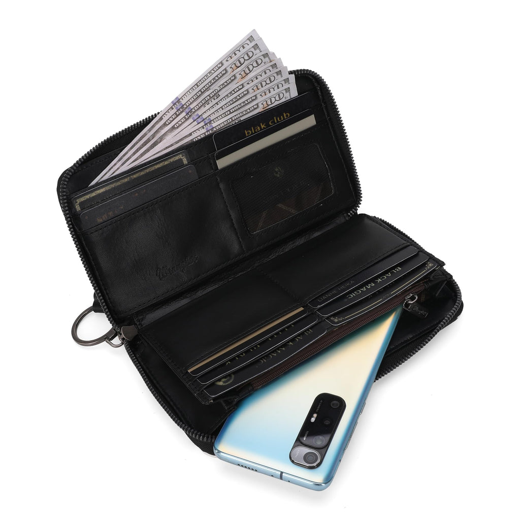 Wrangler Wallet Purse for Women Western Aztec Clutch Wristlet Wallet with Credit Card Holder