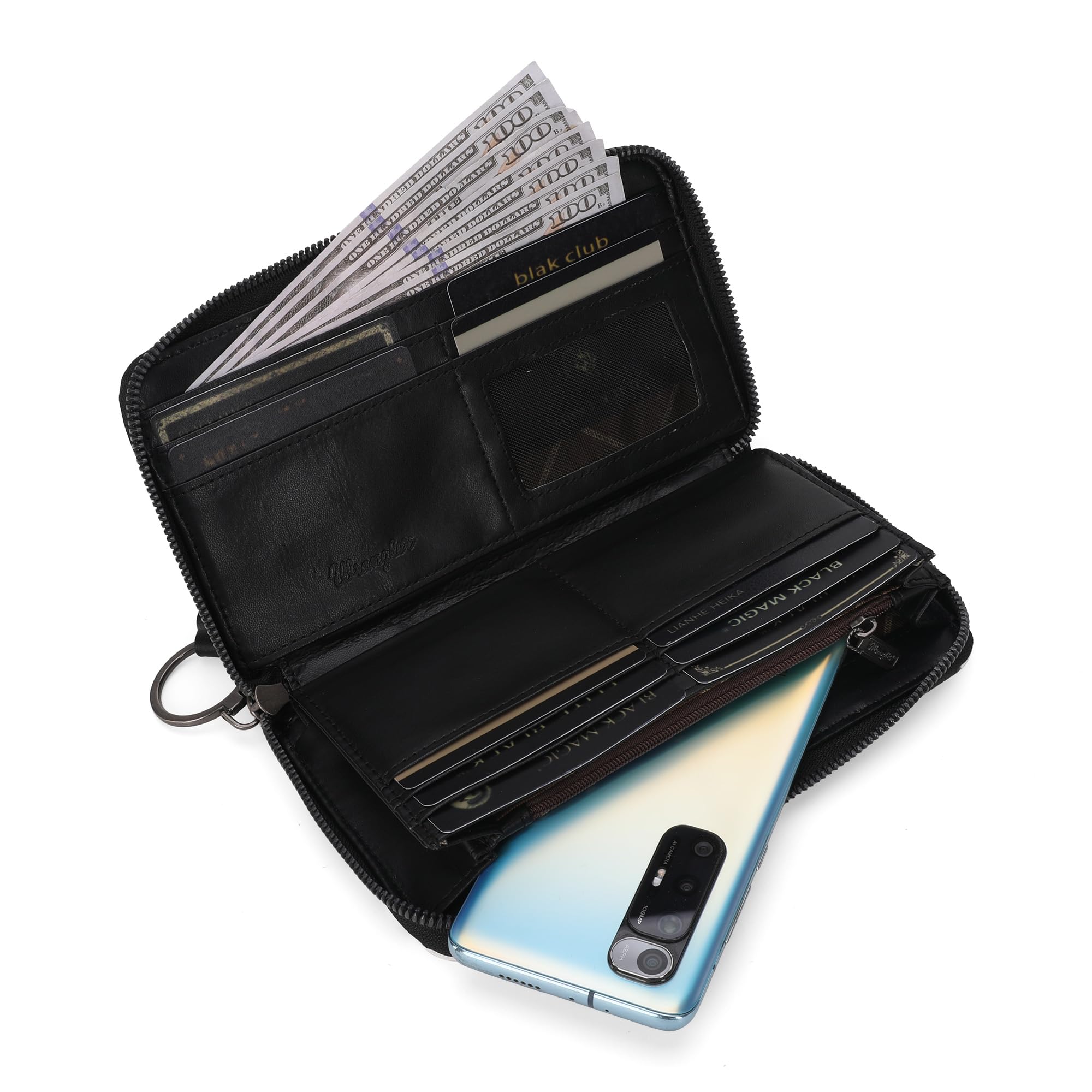 Wrangler Wallet Purse for Women Western Aztec Clutch Wristlet Wallet with Credit Card Holder