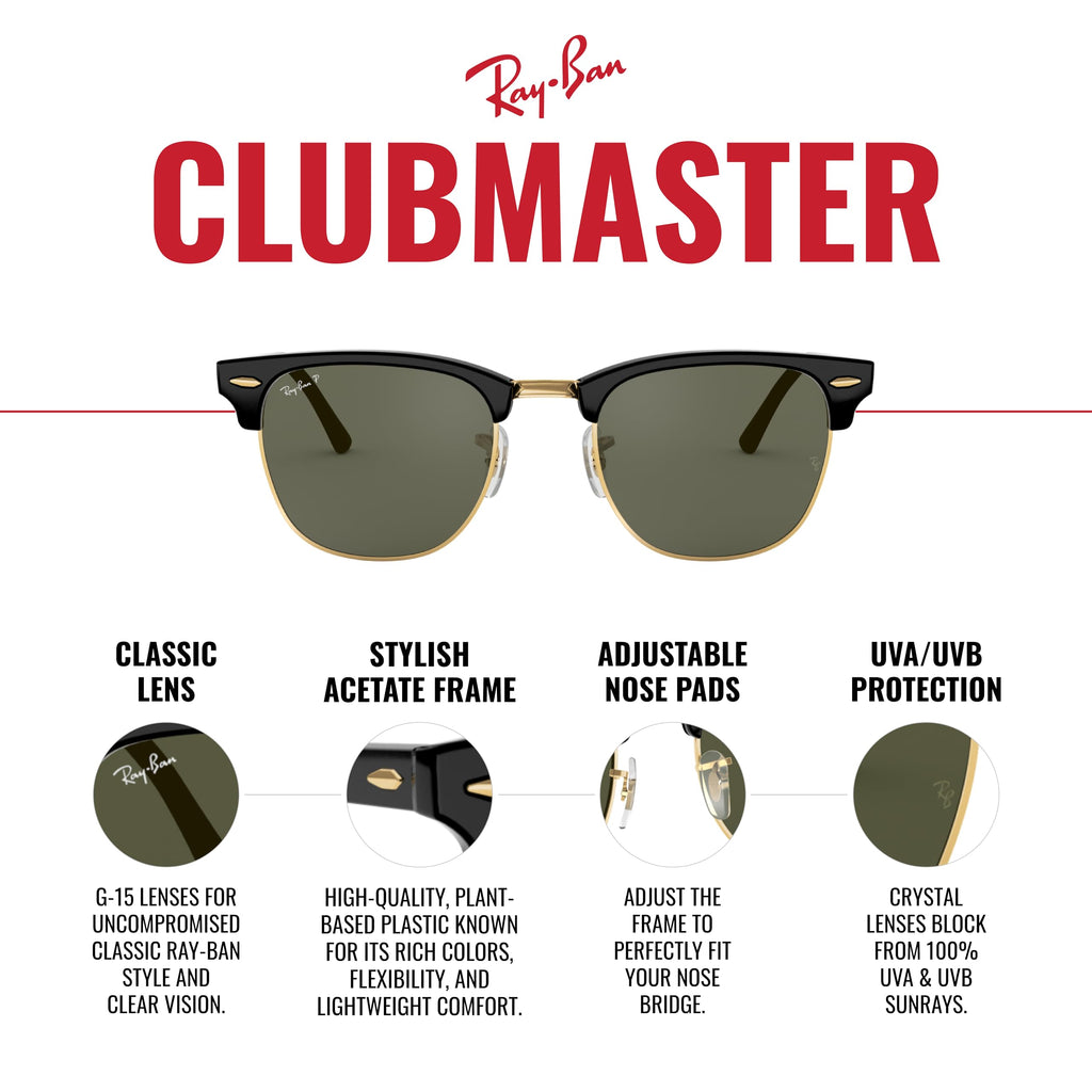 Ray-Ban RB3016 Clubmaster Classic Square Sunglasses for Men for Women