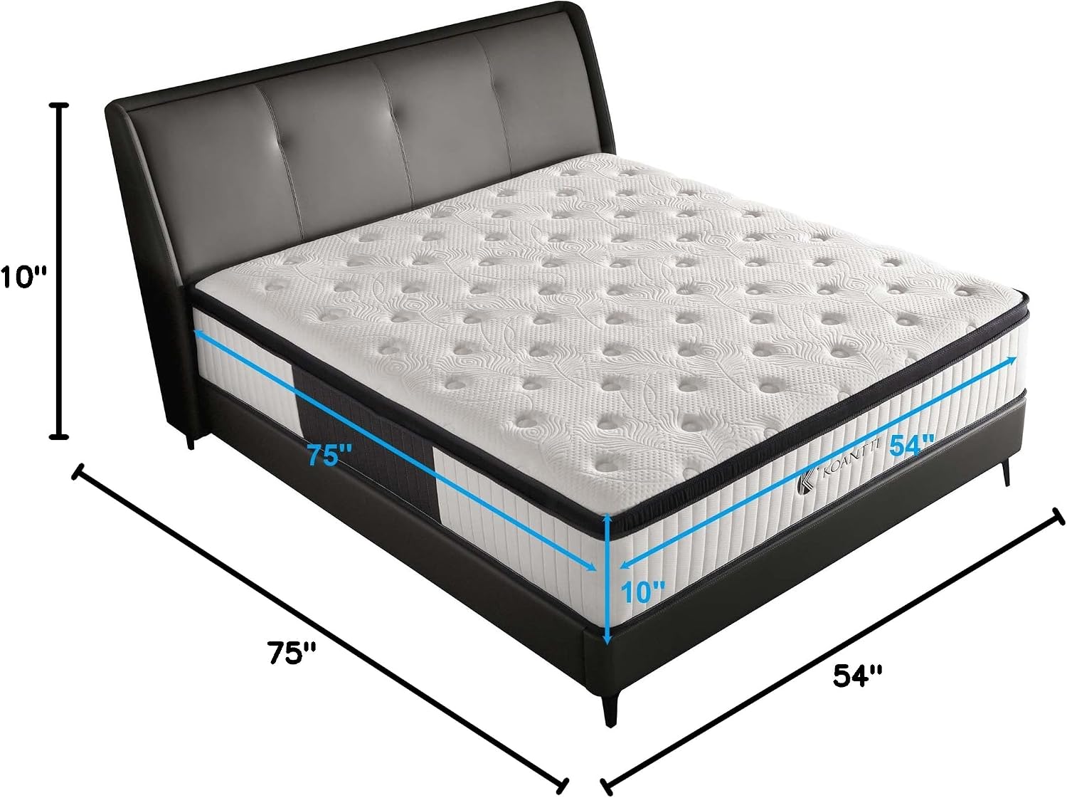 KOANTTI Full Size Mattresses,10 Inch Hybrid Full Mattress in a Box with Memory Foam & Individual Pocket Spring for Edge Support,Pressure Relief,Medium Firm White Full Mattress,CertiPUR-US.