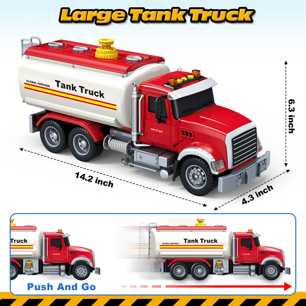 Bstoyder Kids Toys for 3 4 5 6 7 8 Years Old Boys, 15" Crane Truck Toy with Lights, Sounds, Toddler Friction Powered Truck Vehicle Toy for Boys Girls Birthday Gifts