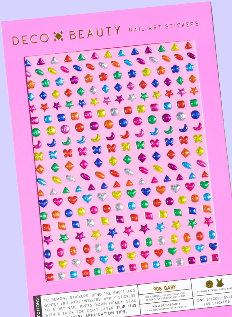 Deco Beauty 90s Baby - Super Thin & Easy-to-Apply Nail Art with The Cutest Designs - Durable & Long-Lasting Nail Art Stickers and Decals for Women, for DIY at-Home Manicures & Salon-Quality Nails