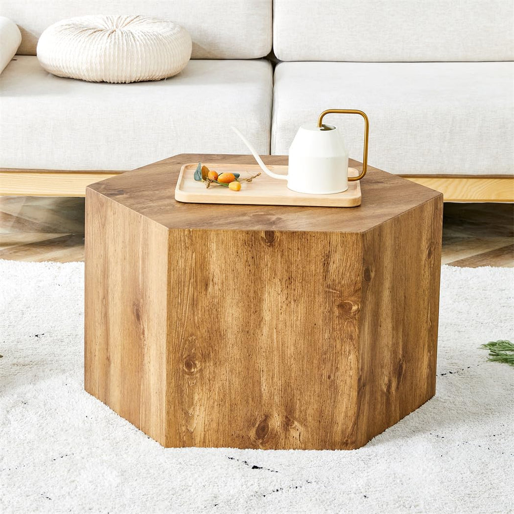 Round Coffee Table, 23.6" Modern Grey Faux Marble Drum Coffee Table, Round Accent Center Table for Living Room Apartment Small Spaces, No Assembly Required