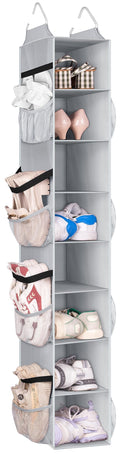 SLEEPING LAMB Short Hanging Shoe Organizer for Closet Storage with Mesh Side Pockets Holds 8 Pairs, Hanging Shoe Rack Hanger RV, Camper, Black