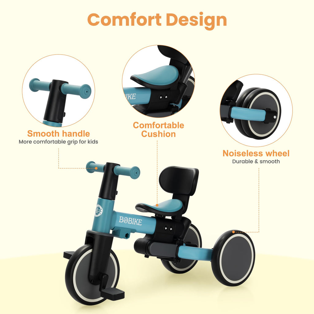 Toddler Bike with Push Handle,Tricycles for 1 to 3 Years Old, Toddler Tricycle with Push Handle for Boy Girl, Baby Balance Bike with Adjustable Seat Height and Removable Pedal (Black)