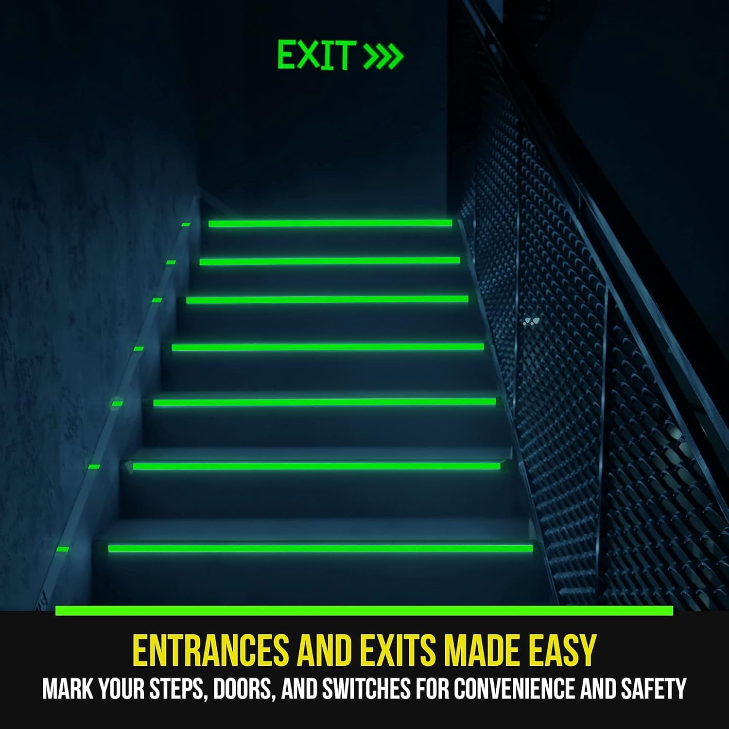 Lockport Glow in The Dark Tape - 2 Pack - 30 Ft x 1 in - Bright - Rechargeable - Reflective - Halloween Decoration, Christmas Decor, Night Decorations, Safety and Home Marking, Stairs, Exit Sign