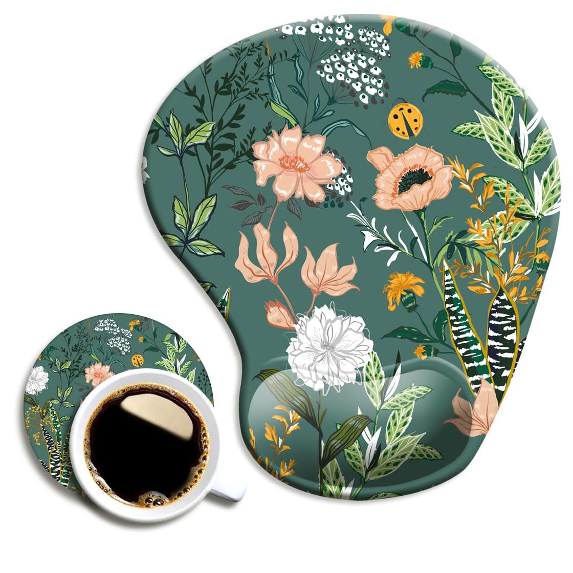 DOOKE Ergonomic Mouse Pad with Wrist Support and Coaster,Mouse Pads with Non-Slip PU Base for Home Office Working Studying Easy Typing & Pain Relief Aesthetic Art
