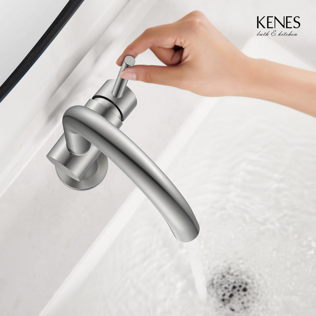 KENES Black and Gold Single Handle Bathroom Sink Faucet, Modern Prep Wet Bar Sink Faucet with Drain Assembly & Deck Plate, Vanity Faucets for Farmhouse RV Camper Utility, KE-9005B-BG