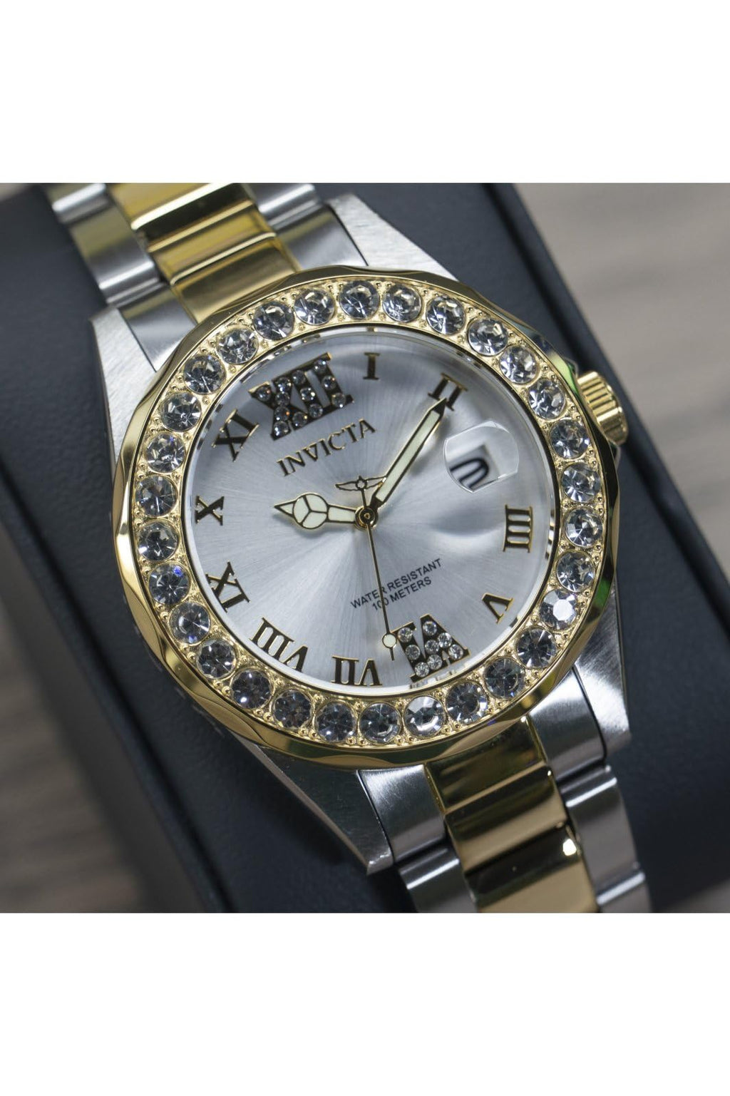 Invicta Women's Pro Diver Crystal Accented 18k Ion-Plated Stainless Steel Watch