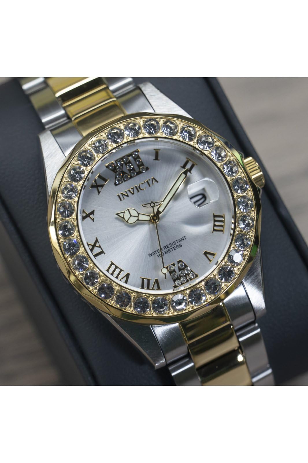 Invicta Women's Pro Diver Crystal Accented 18k Ion-Plated Stainless Steel Watch