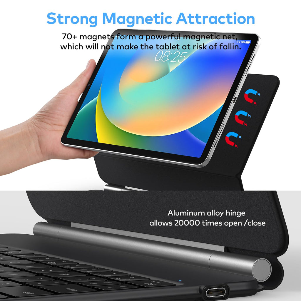 runelk Keyboard Case for iPad 10th Generation 2022 & 11th (A16, 2025) – Magic-Style Keyboard with Multi-Touch Trackpad – Floating Cantilever Stand – Magnetic Case for iPad 10.9 inch 10th / 11th Gen.