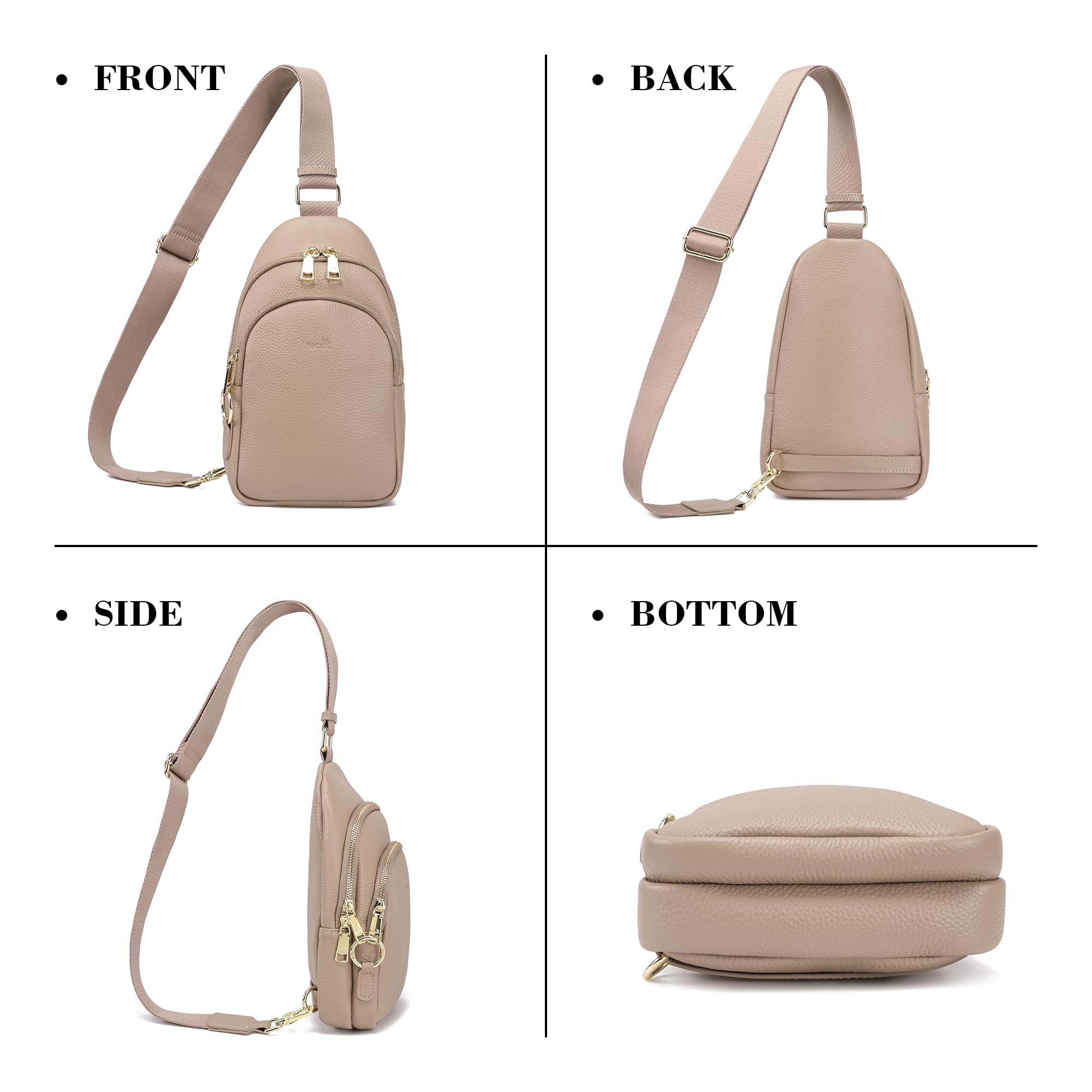 INICAT Small Crossbody Sling Bags Faux Leather Fanny Packs Purses for Women Everyday & Travel