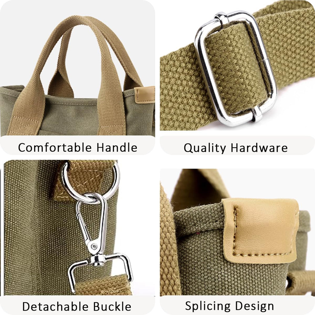 Small Tote Bag with Zipper, 2024 Canvas Multi-Pocket Crossbody Bag Shoulder Bag Satchel Hobo Bag Messenger Bag