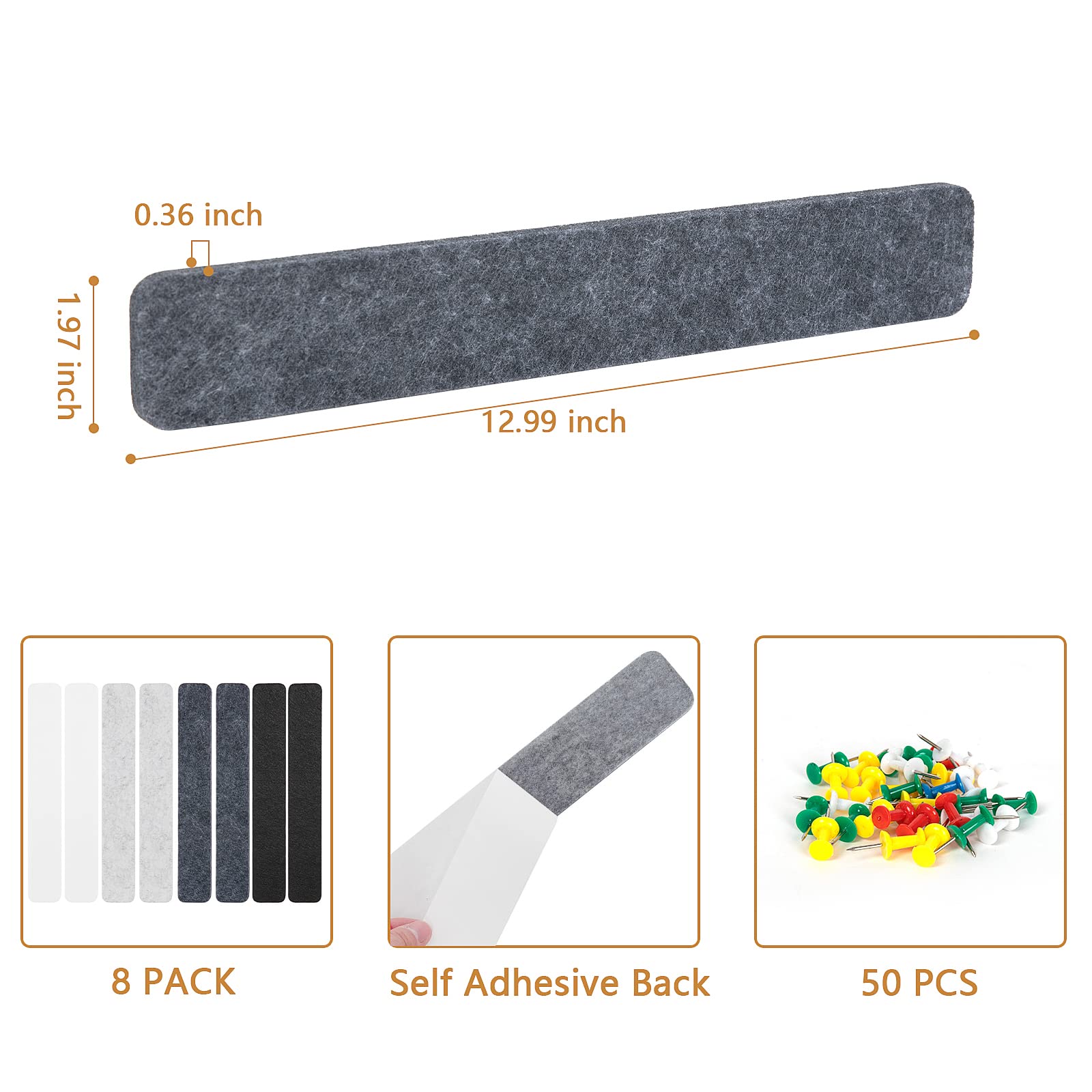 Felt Bulletin Board, 15.7''X 11.8'' corkboard Pin Board for Bedrooms Offices Home Wall Decoration, Self Adhesive Cork Board with 35 Push Pins for Paste Notes, Photos, Schedules (2 Pack)