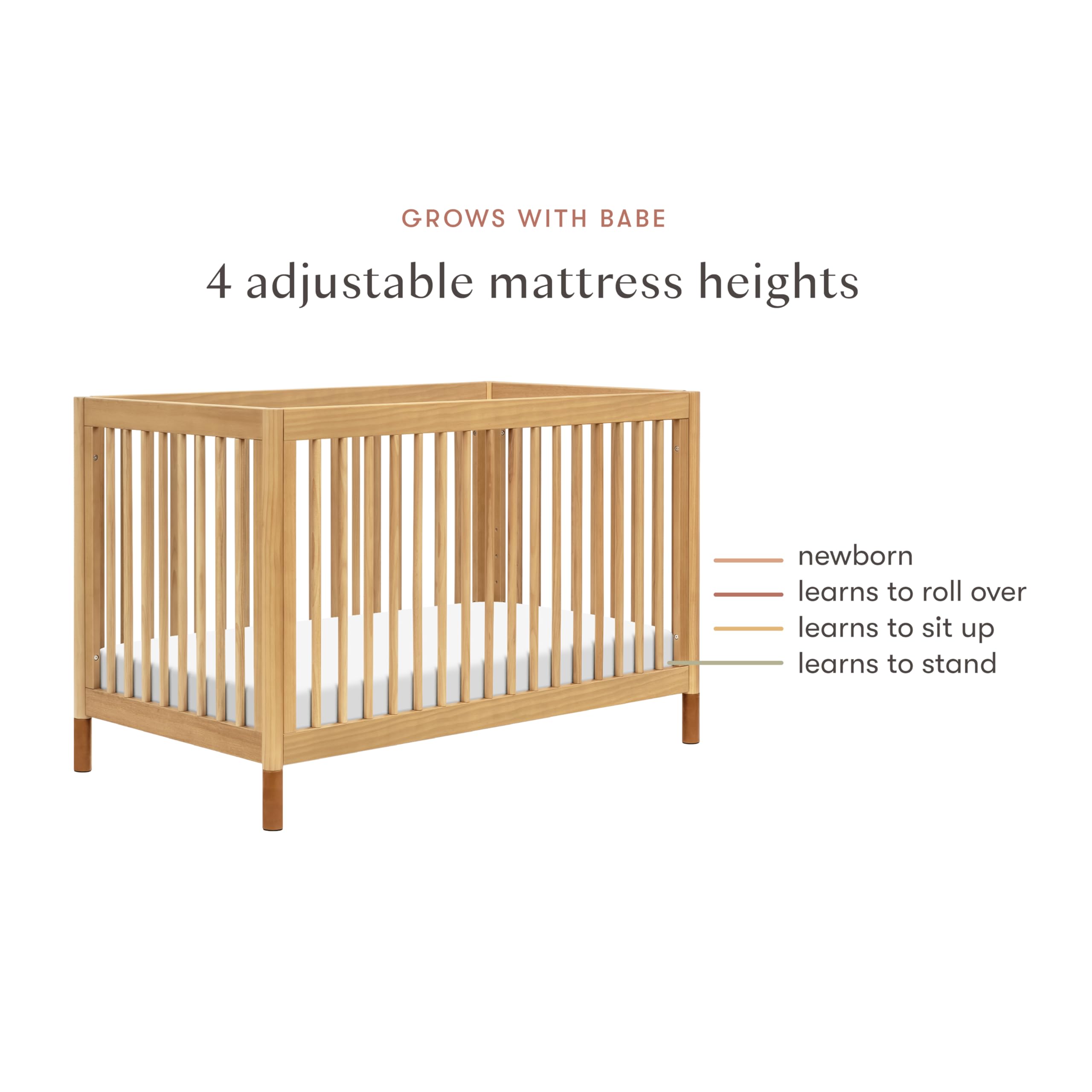 Babyletto Gelato 4-in-1 Convertible Crib with Toddler Bed Conversion in Natural Walnut and Brushed Gold Feet, Greenguard Gold Certified