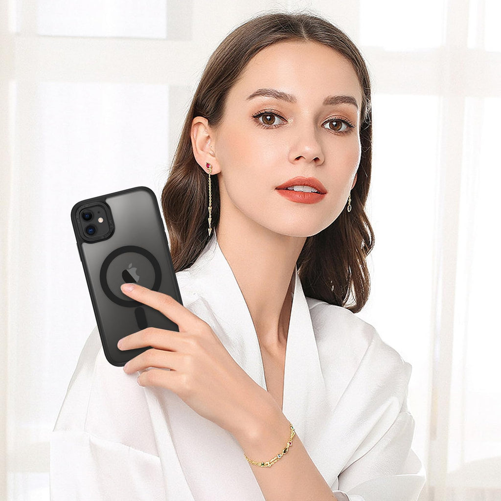 BENTOBEN for iPhone 11 Phone Case, Phone case for iPhone 11 Magnetic Case [Compatible with Mag Safe] Translucent Matte Slim Shockproof Anti-Fingerprint Protective Cover for iPhone 11 6.1’’ Black