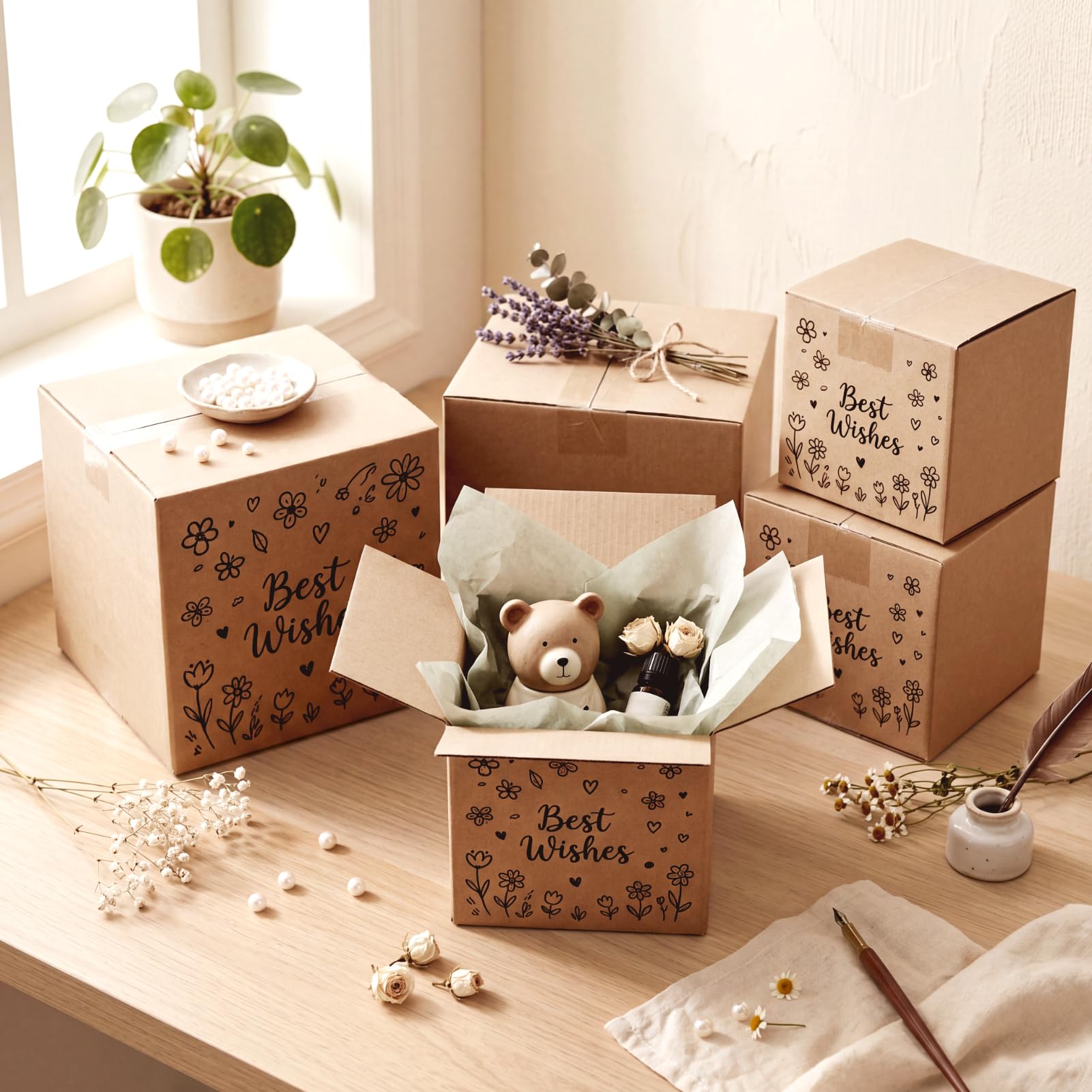 Hoikwo 40 Pack 4x4x2 Shipping Boxes for Small Business, Black Packaging Cardboard Boxes, Moving Mailing Packing Box