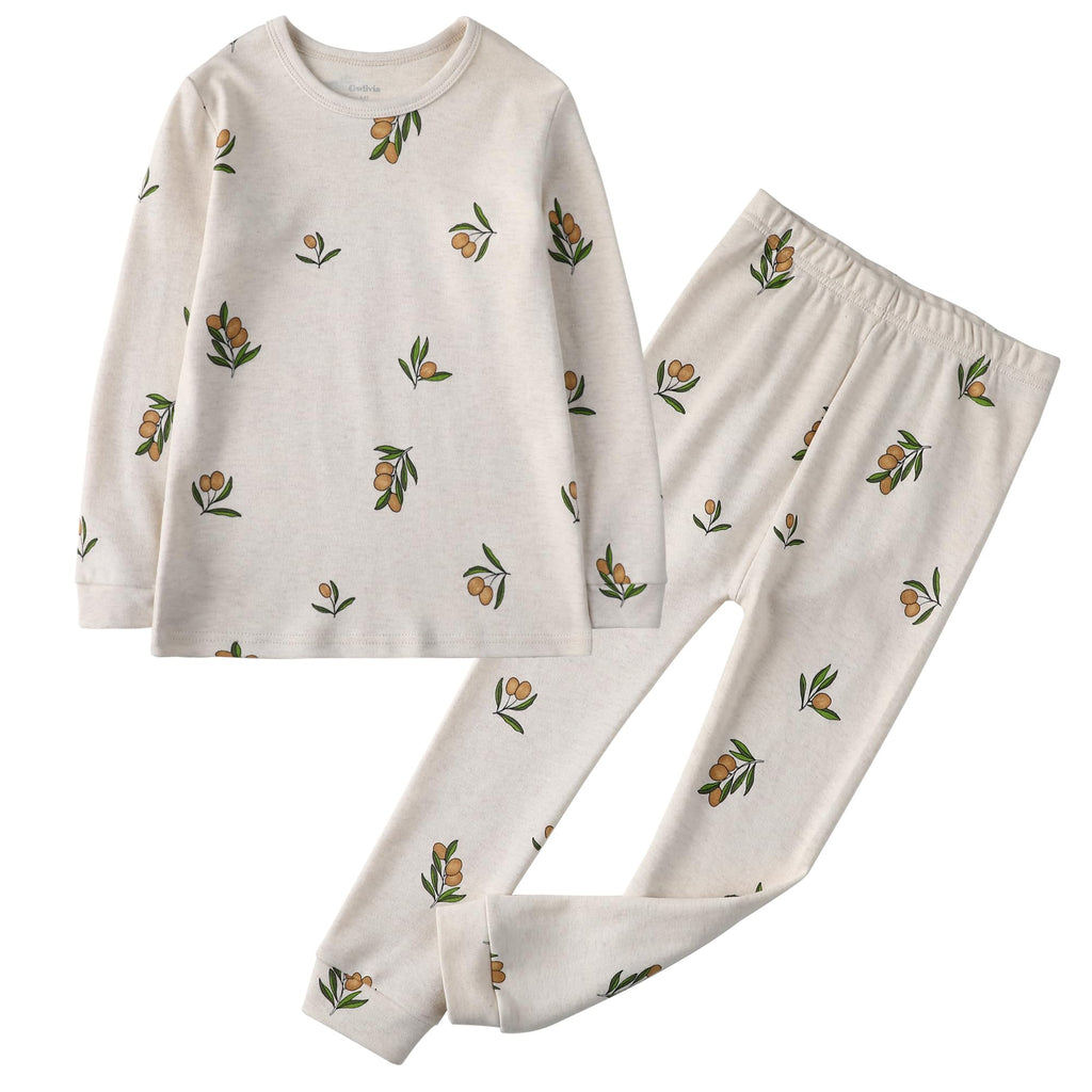 Owlivia 100% Organic Cotton Baby Long Sleeve Pajama Sets, Toddler Boy Girl 2-Piece Sleepwear