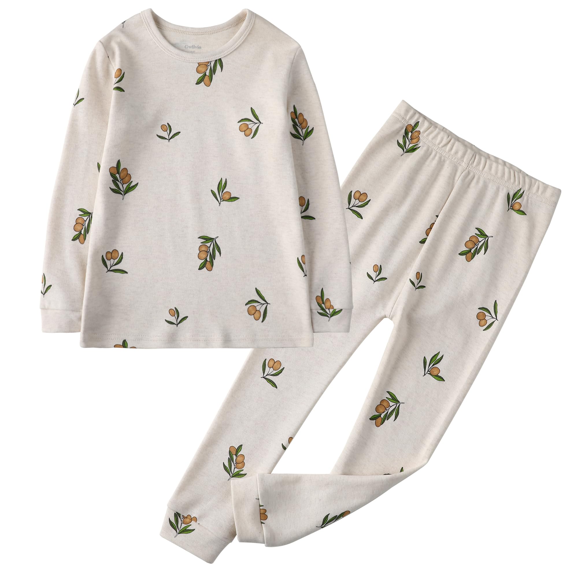 Owlivia 100% Organic Cotton Baby Long Sleeve Pajama Sets, Toddler Boy Girl 2-Piece Sleepwear