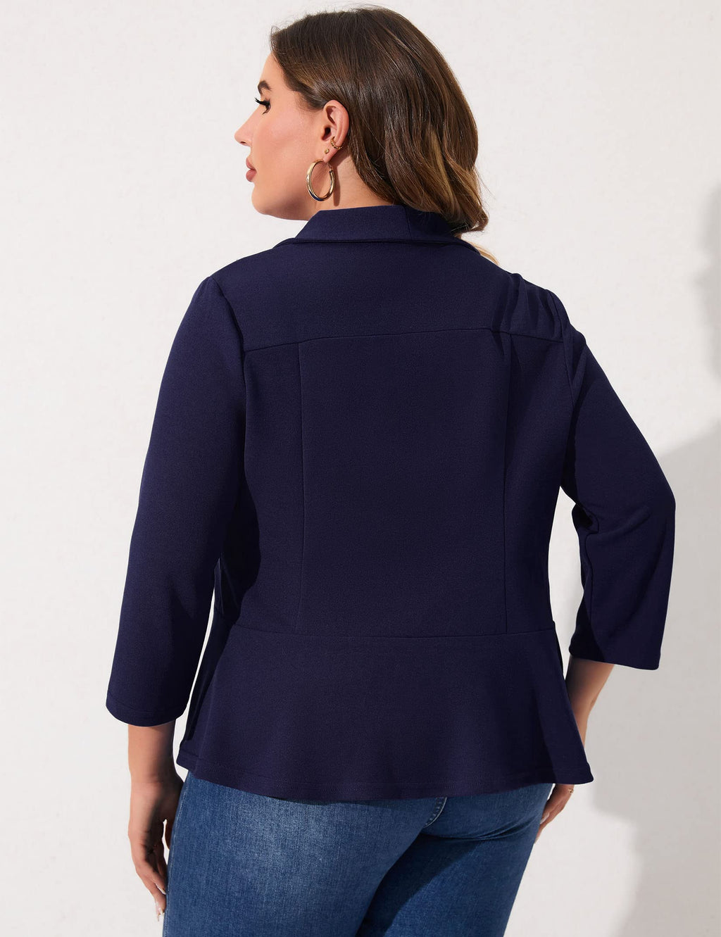 KOJOOIN Women Plus Size Casual Blazer Open Front Long Sleeve Work Office Cardigan Jackets