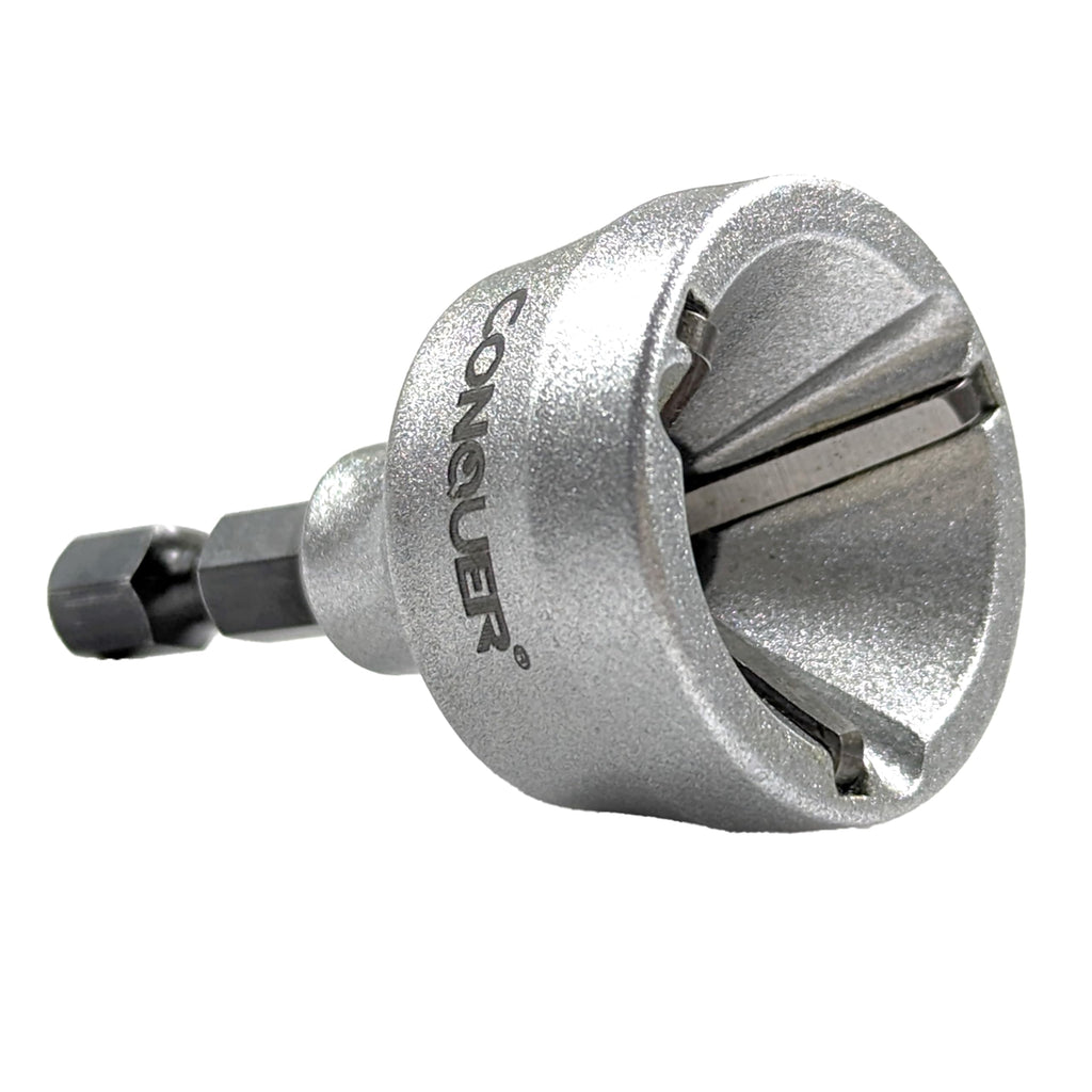 CONQUER Tools Deburring External Chamfer Tool, Premium Tungsten Blade, Deburring Drill Bit, Remove Burr Tools Quick Release Shank Fits for 1/2"-1 3/8"(13mm-35mm) Stainless Steel Burr Removal