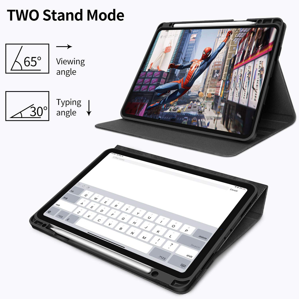 H HOLIMET Case for iPad Pro 12.9 2022 6th/5th/4th/3rd Generation with Pencil Holder Pocket Folio Stand Cover Soft TPU Back Shockproof, Auto Sleep/Wake,Vegan Leather