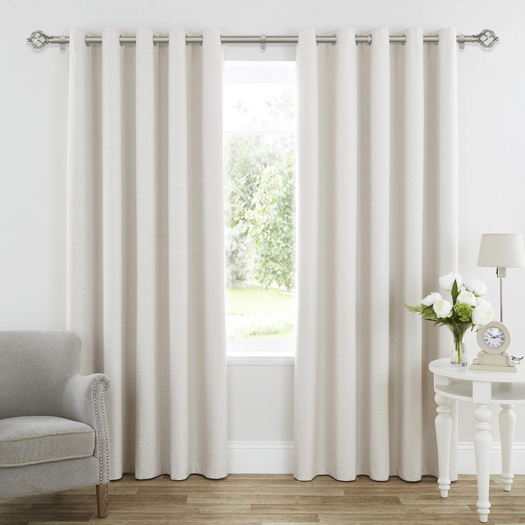 KAMANINA Silver Curtain Rod 32 to 58 Inch(2.6-4.8ft), Adjustable Curtain Rods for Windows 28 to 48 Inch, 3/4 Inch Splicing Drapery Rods with Twisted Cage Finial