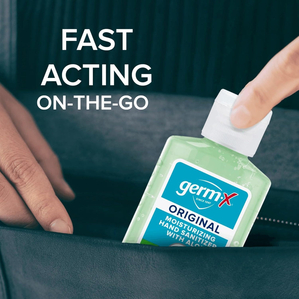 Germ-X Original Hand Sanitizer, 2 Fl Oz (Pack of 24), Less Drying Moisturizing Gel with Aloe and Vitamin E, No Rinse Formula, Bulk Mini Travel Size for On-The-Go