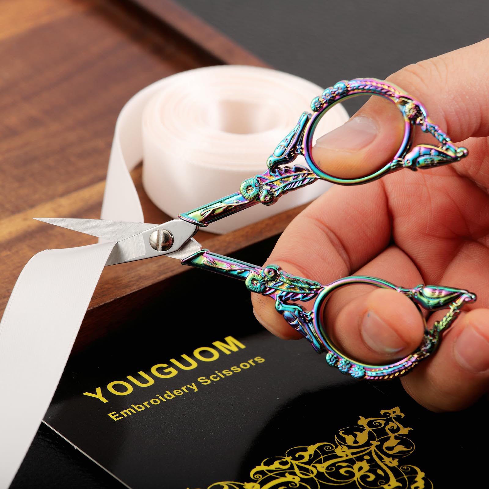 YOUGUOM Small Craft Scissors, Little Travel Sharp Embroidery Scissors All Purpose, Straight Tips Mini Sewing Shears, Precision Detail Thread Cutting Snips