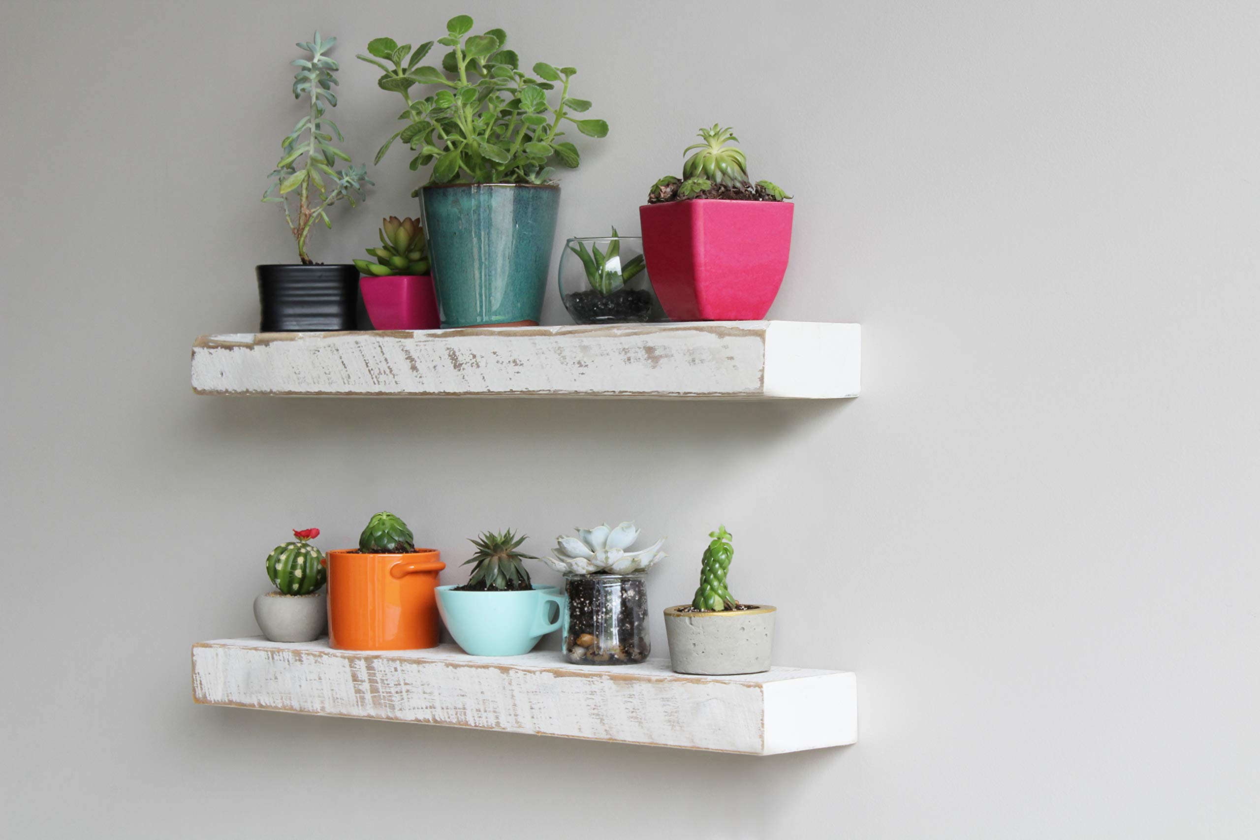 Urban Legacy Reclaimed Barnwood Planks | Floating Shelves for Wall w/Flush Mount Shelf Bracket Set Included | Set of 2 (Coffee Bean, 18"x 4.5"x 2")