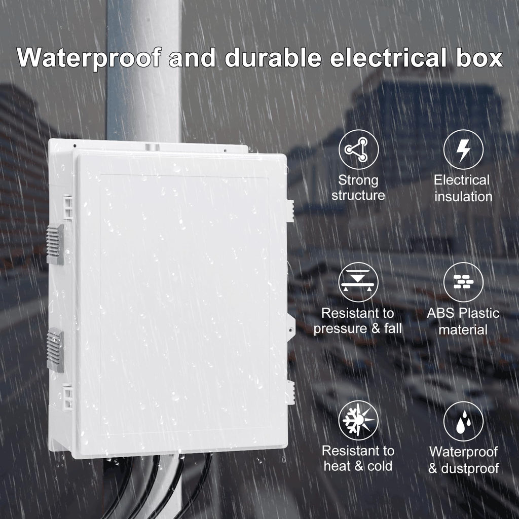 Namunanee Outdoor Electrical Junction Box, ABS Water Resistant Enclosure with Internal Mounting Panel & Hinged Cover, 9.2" H* 7" L* 4.6" W