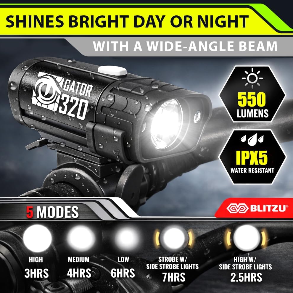 Bike Lights for Night Riding with Bell, Super Bright Bicycle Reflectors, USB Rechargeable Bike Lights Front and Back, Water-Resistant, 4+5 Modes Headlight Taillight Set for Safety, Men, Women & Kids