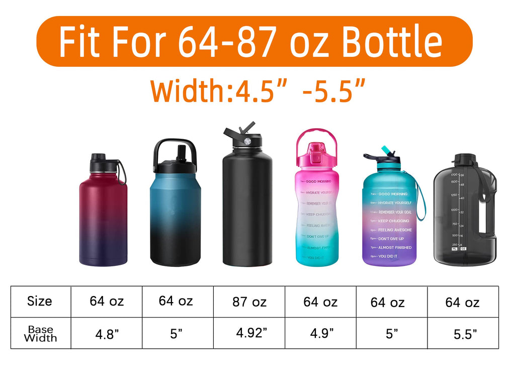 AceTreker 32/40/64/128 oz Neoprene Insulated Water Bottle Carrier Bag, Sling Bag Sleeve Pouch Holder with Strap & Paracord Handle and 2 Pocket for Travelling, Hiking, Camping
