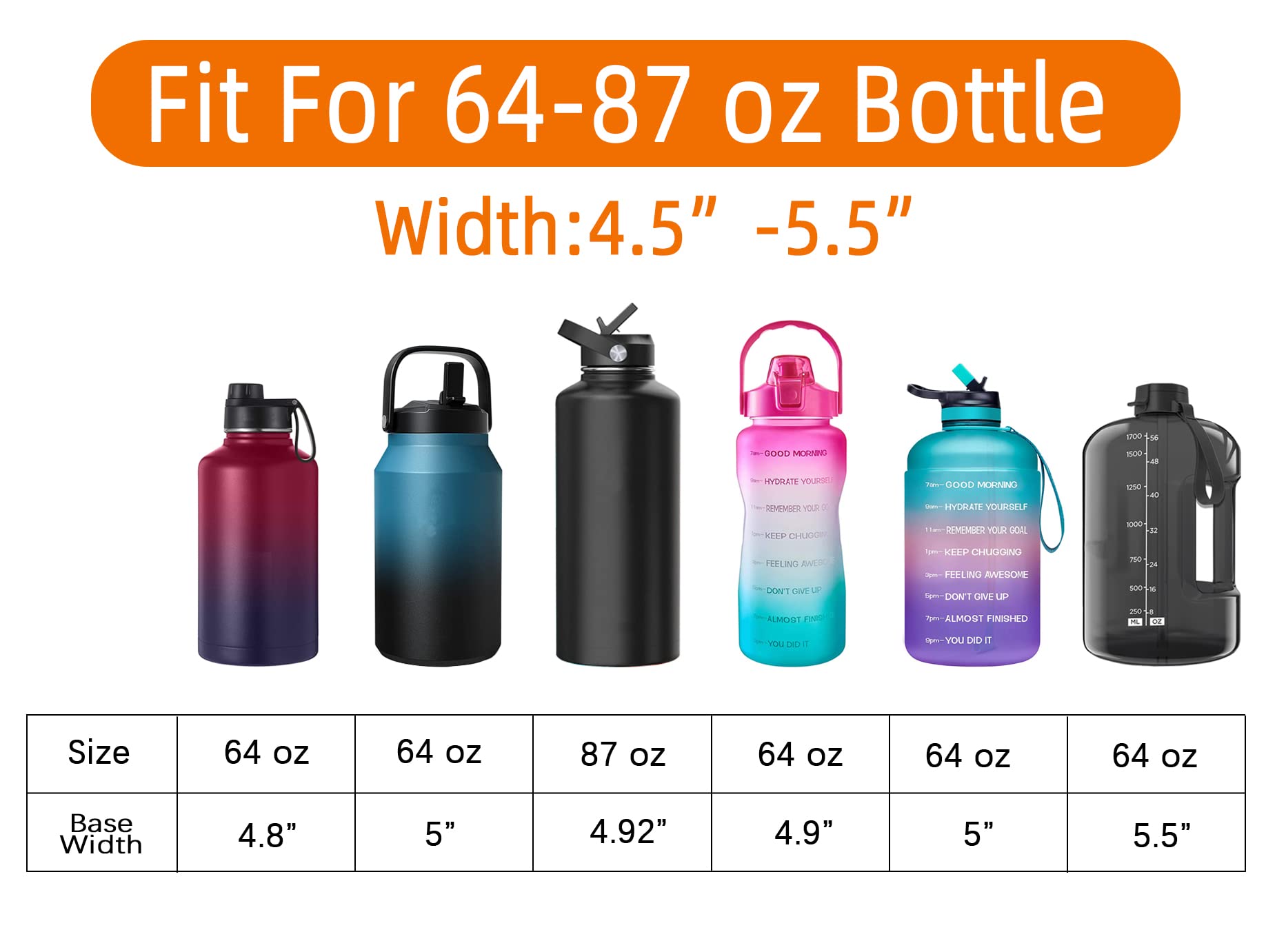 AceTreker 32/40/64/128 oz Neoprene Insulated Water Bottle Carrier Bag, Sling Bag Sleeve Pouch Holder with Strap & Paracord Handle and 2 Pocket for Travelling, Hiking, Camping