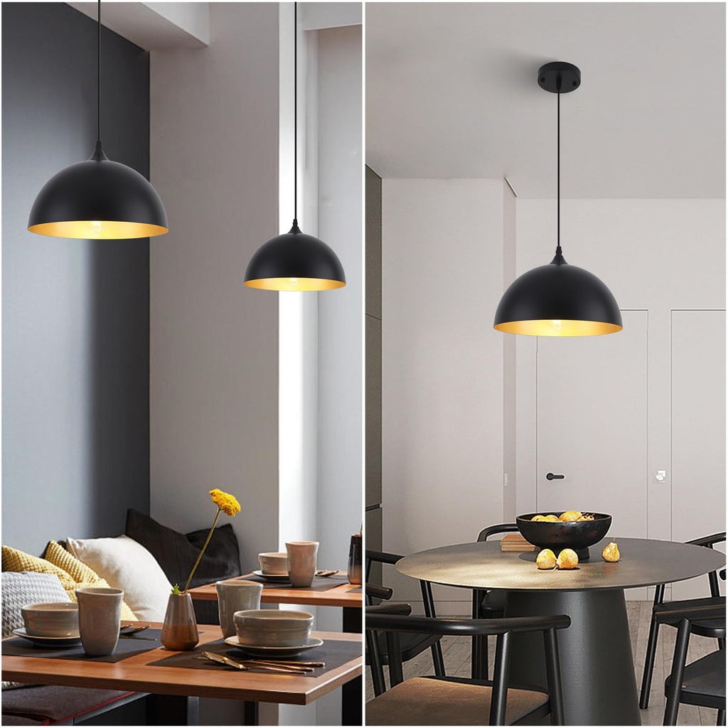 White Pendant Lights, 11.8 inch Pendant Lights Kitchen Island, Farmhouse Pendant Light Fixtures (White Inside), Industrial Pendant Lighting for Dining Room, Bedroom, Hallway (1 Pack)