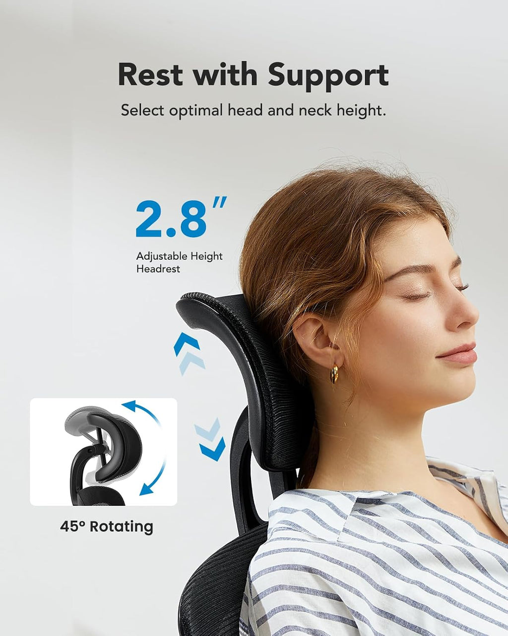HUANUO Ergonomic Office Chair, High Back Mesh Gaming Chair for Big and Tall People with Lumbar Support, Adjustable Headrest and Armrest, Thick Cushion & Tilt Function Recliner for Home Office Black
