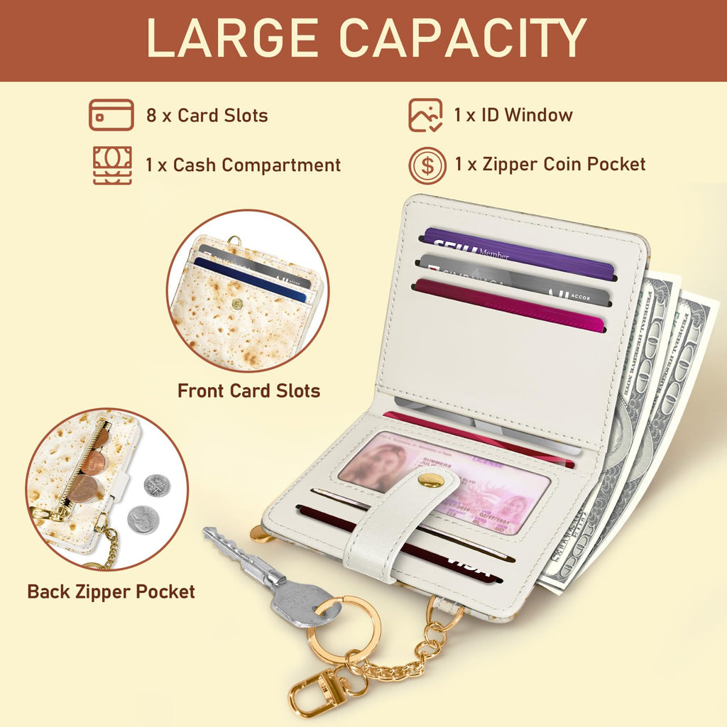 Jogjam Small Ladies Wallet, Rfid Slim Thin Compact Credit Card Women Wallet, PU Leather Bifold Cash Wallet, Zipper Coin Pocket & ID Window, Female Gifts Beige and Brown