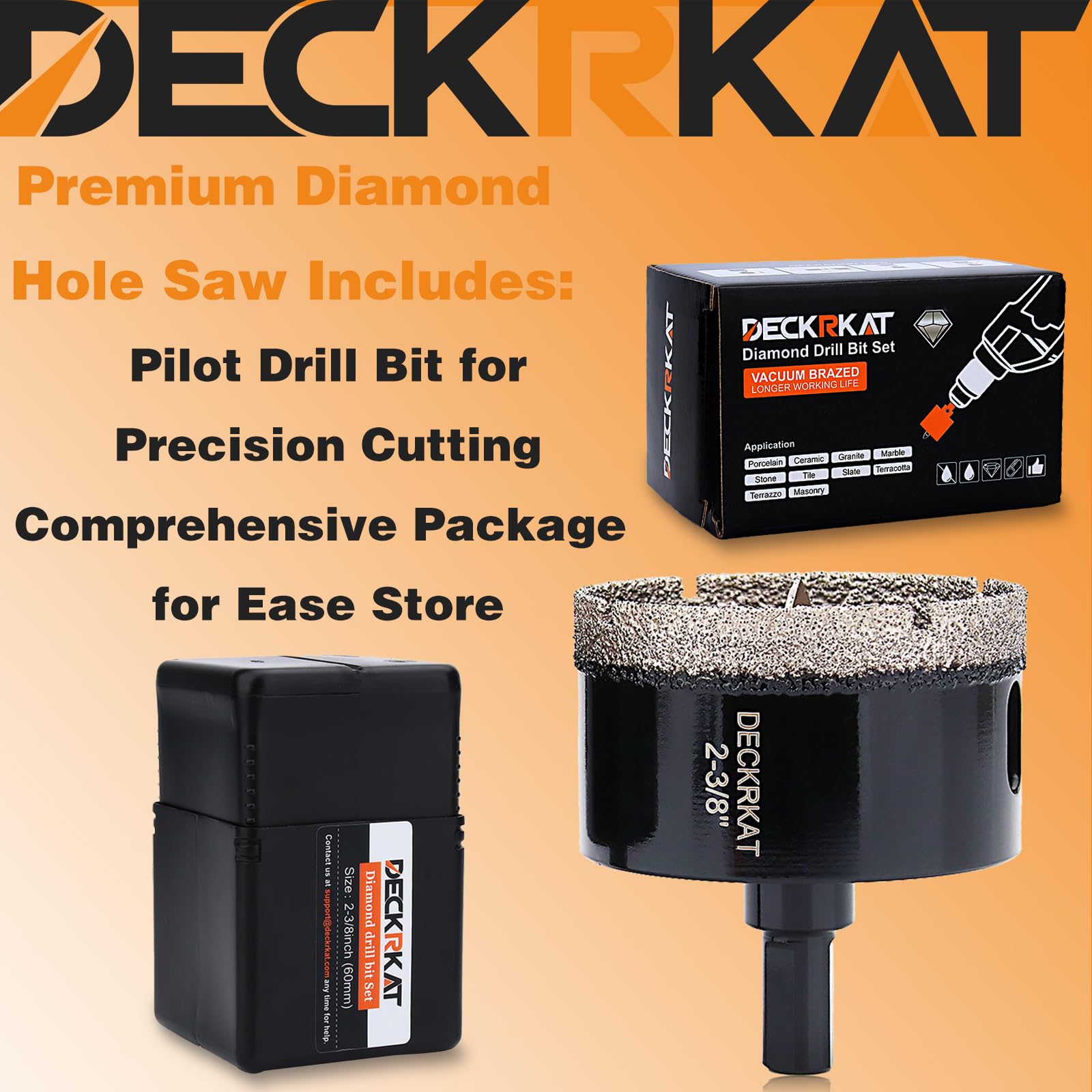 1 Inch Diamond Hole-Saw Bits with Pilot Drill Bit - 2pc 1" Diamond Tipped Tile Hole Saws with Guiding Bit Accurate Drilling for Porcelain Tile Ceramic Pottery Granite Stone Glass Bottles 25mm