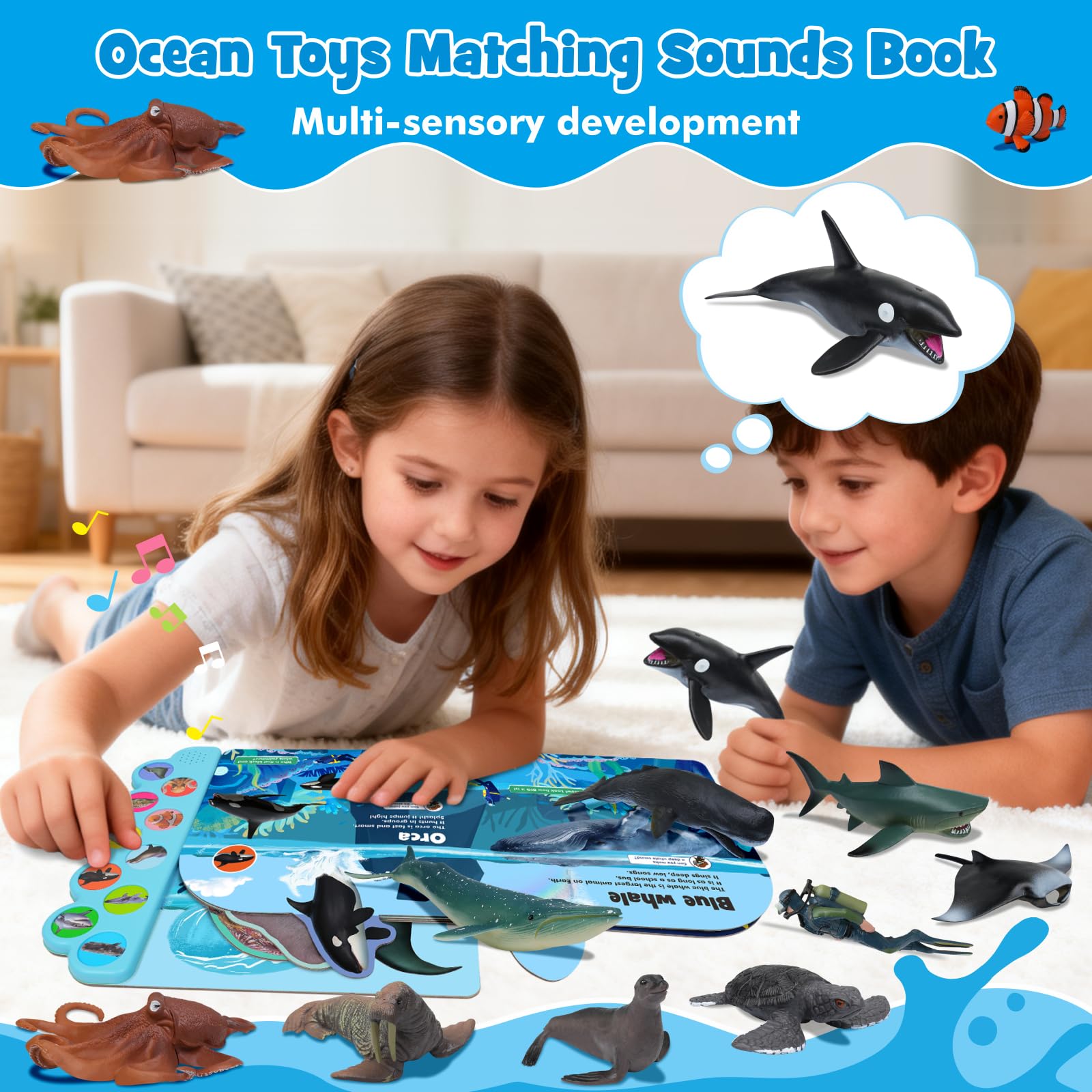 iGRATENS Dinosaur Toys with Sound Books, 10PCS Dino Toy for Toddlers & Animal Sounds Book with 10 Buttons, Realistic Plastic Animal Figures, Dinosaur Toys for Kids 3-5, Dinosaurs Lover Gifts for Kids