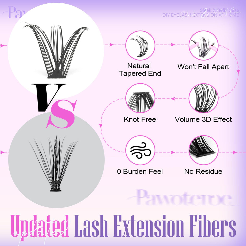 Pawotence Lash Extension Kit DIY 280pcs Individual Lash Clusters Kit 20D&30D Natural 9-15mm Cluster Eyelash Extensions Kit with Lash Bond and Seal, Tweezers for Self Use (20D&30D, 0.07D, 9-15mm, Kit)